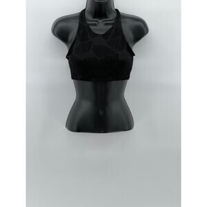 ONZIE FLOW Women's Black Mesh Cutout Cross-Back Sport Bra SZ M/L